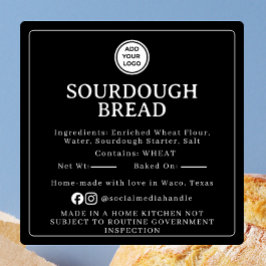 Svart Sourdough Ingrediens Cottage Lag Sticker Fyrkantigt Klistermärke