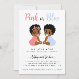 Svart Spädbarn för rosa- eller Blue Gender Reveal- Inbjudningar