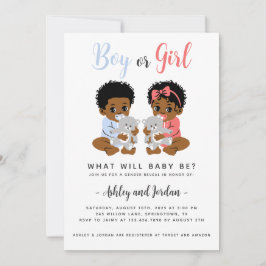 Svart Spädbarn med päron för gender Visa inbjudan