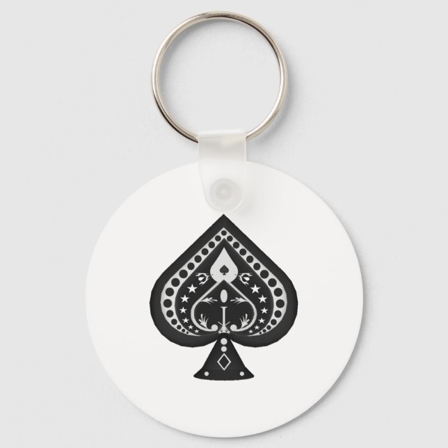 Svart spade: Spelkort Kostym: Nyckelring (Framsida)