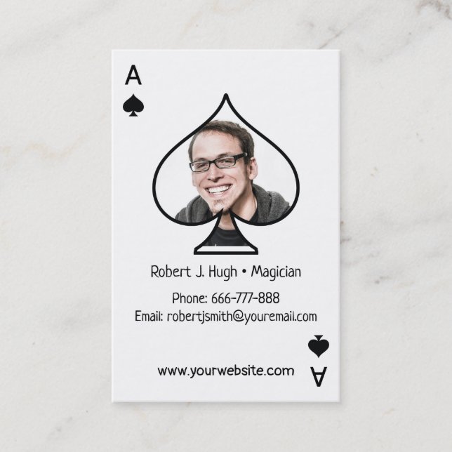 Svart Spader Ess Poker Foto Mall Visitkort (Framsida)