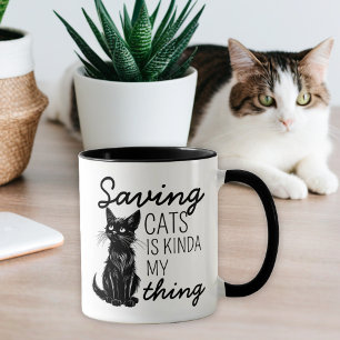 Svart sparande katter - överdel mugg