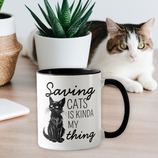 Svart sparande katter - överdel mugg (Skapare uppladdad)