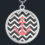 Svart sparrerosor ankrar silverpläterat halsband<br><div class="desc">Svart sparrerosor ankrar</div>