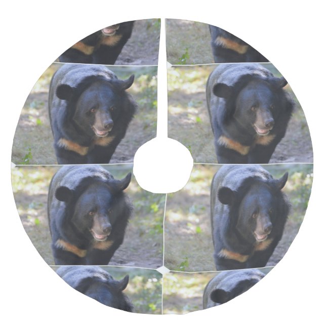 Svart Spectacled björn Julgransmatta Borstad Polyester (Framsidan)