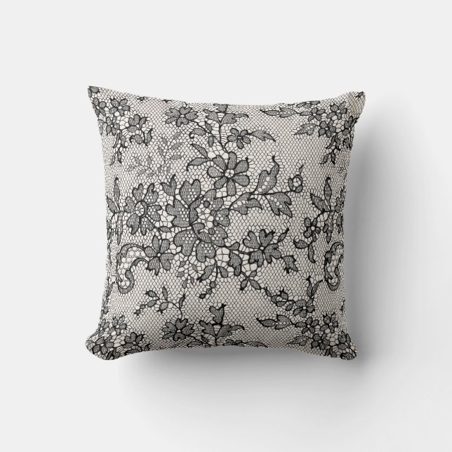 Svart spets kudde (Framsida)