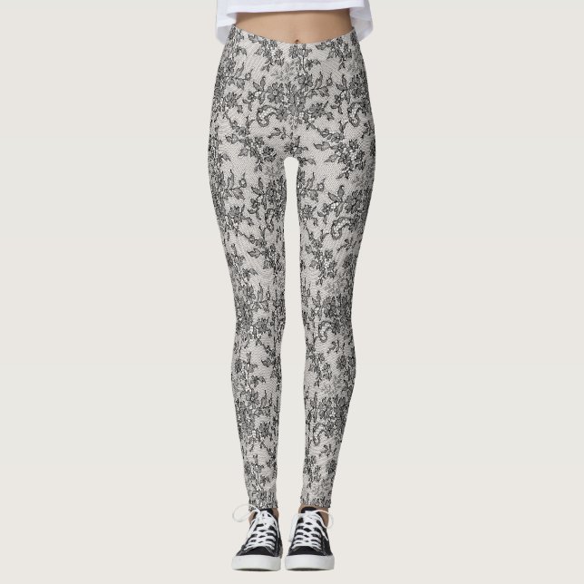 Svart spets leggings (Framsida)