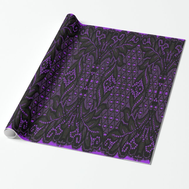 Svart spets Lolita Goth inslagspapper Presentpapper (Utrullad)