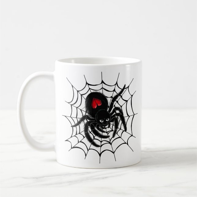 Svart spider i Webben Kaffemugg (Vänster)