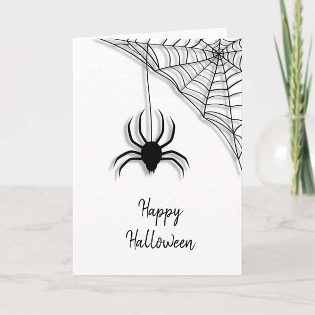 Svart Spider och Happy halloween-kort för Webben Kort (Framsida)