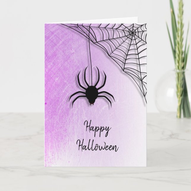 Svart Spider och Happy halloween-kort för Webben Kort (Framsida)