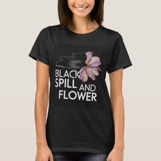 Svart spill och blomma t shirt