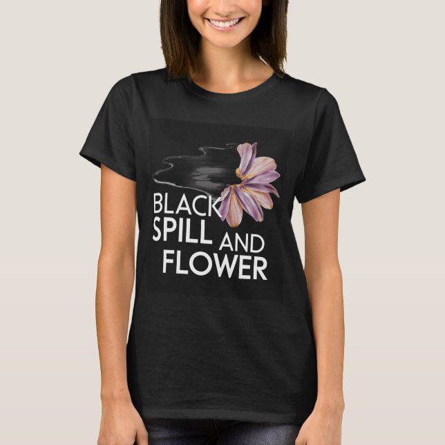 Svart spill och blomma t shirt (Framsida)
