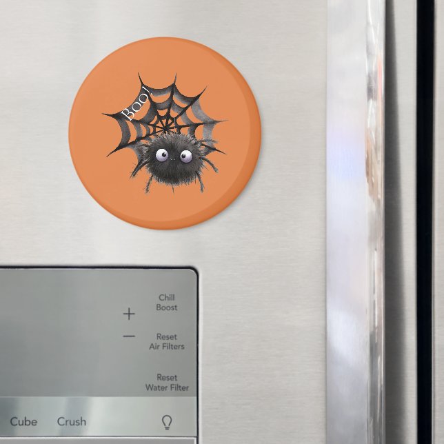 Svart spindel på nät Halloween Magnet (In Situ (Fridge))