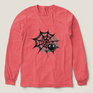 Svart spindel på webben Halloween T Shirt