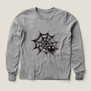 Svart spindel på webben Halloween T Shirt