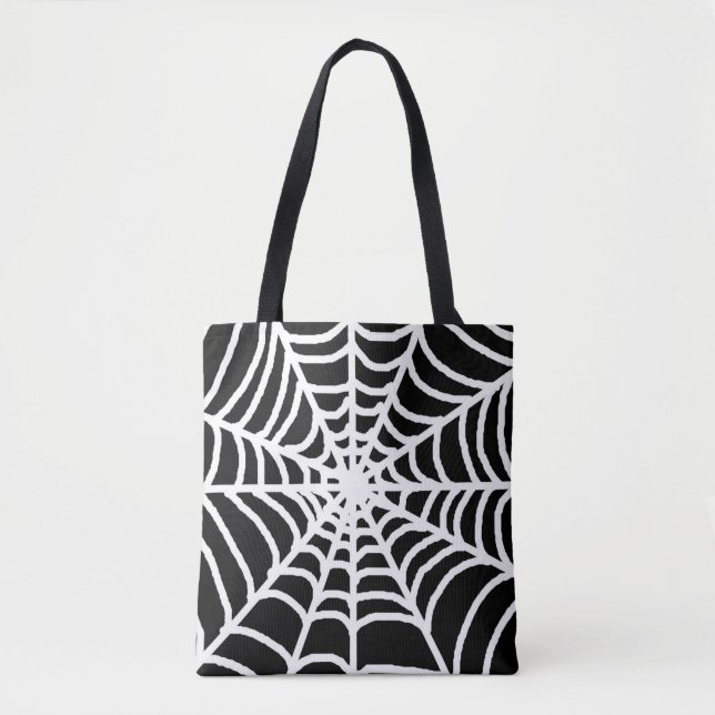 Svart spindelnät Glad Halloween  Tygkasse (Framsida)