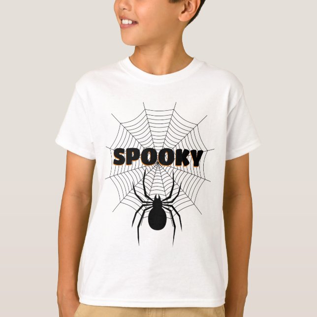 Svart spindelnät Halloween Kuslig T Shirt (Framsida)