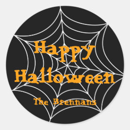 Svart spindelnät halloween-märkre för anpassningsb runt klistermärke