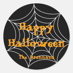 Svart spindelnät halloween-märkre för anpassningsb runt klistermärke