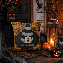 Svart spindels Halloween-häxa hatt / Kuslig Kudde