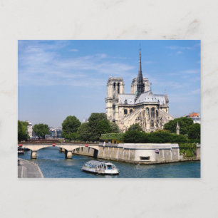 Svart spire från floden Seine Notre Dame De Paris Vykort