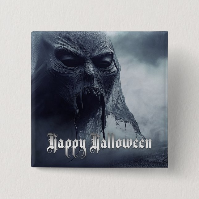 Svart spöke i en helvetisk landskap - Halloween Knapp (Framsida)