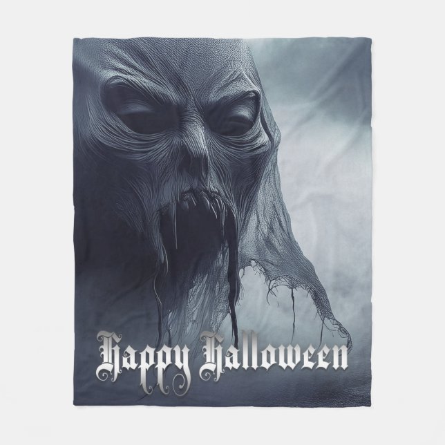 Svart spöke i ett helveteslandskap - Halloween Fleecefilt (Framsidan)