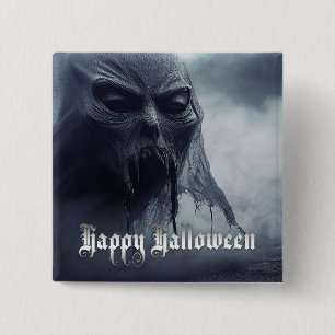 Svart spöke i ett helveteslandskap - Halloween Knapp