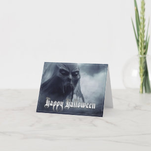 Svart spöke i ett helveteslandskap - Halloween Kort