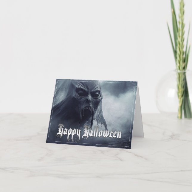 Svart spöke i ett helveteslandskap - Halloween Kort (Framsida)