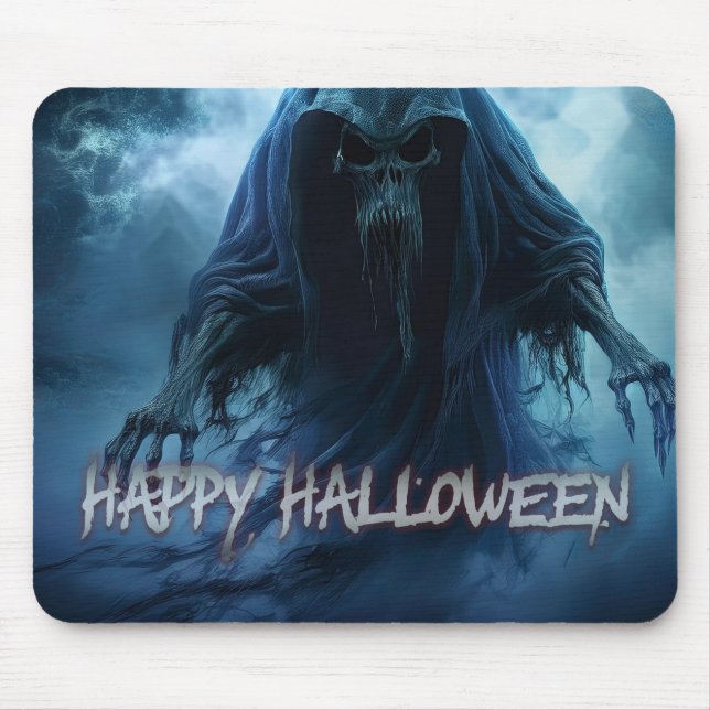 Svart spöke i ett helveteslandskap - Halloween Musmatta (Framsidan)