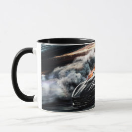 Svart sportbilsdrivning med hög hastighet mugg