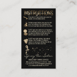 Svart spray Tan före efter omsorgsinstruktion Visitkort