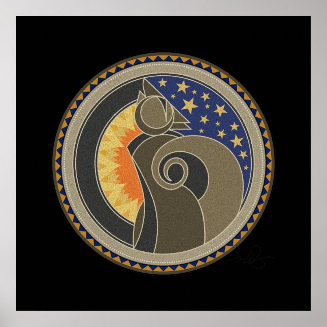 Svart sprit av Coyote-bakgrund Poster (Framsidan)