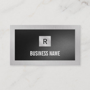 Svart Square Monogram Silver Metall Construction Visitkort