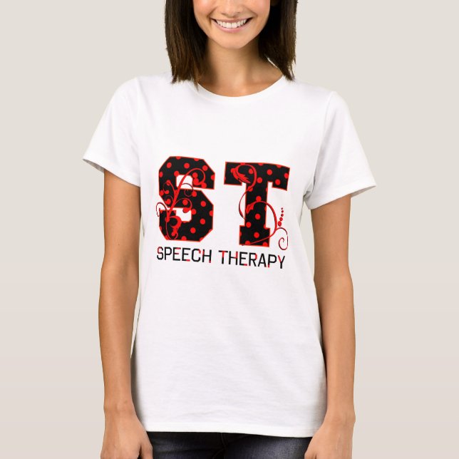 svart st-brev och den röda polka dots skuggar t-shirt (Framsida)