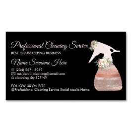 Svart Städning Service Spray Flower-glödlampa Magnetiska Visitkort