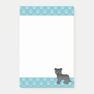 Svart Staffordshire Bull Terrier Hund Illustration Post-it Block
