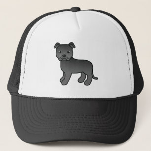 Svart Staffordshire Bull Terrier-illustration Söt Keps