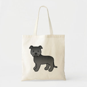 Svart Staffordshire Bull Terrier Söt Tecknad Hund Tygkasse
