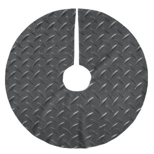 Svart stål, flutat metallisk struktur. julgransmatta borstad polyester