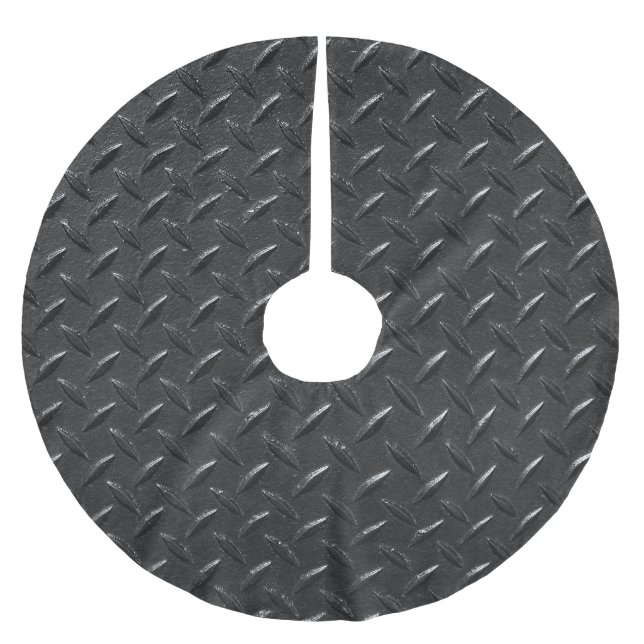 Svart stål, flutat metallisk struktur. julgransmatta borstad polyester (Framsidan)