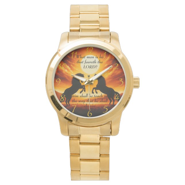 Svart Stallone siluett Armbandsur (Framsida)