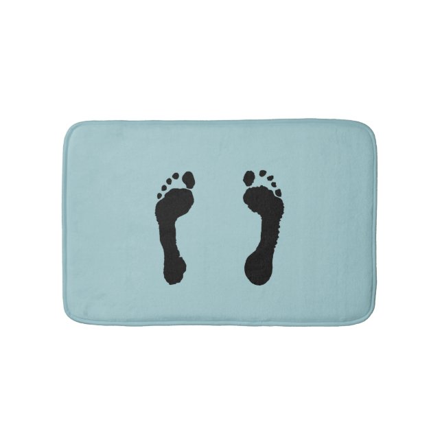 Svart-Stämplade fotspår (blått) Badrumsmatta (Framsidan)
