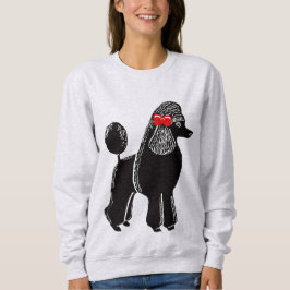 Svart, Standard, Pudel Kvinnors Raglan Sweatshirt Tee