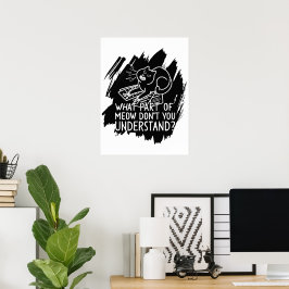 Svart stänk Roligt citat om katt Poster