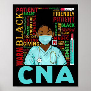 Svart stark sjuksköterska Cna Afro melanin afrikan Poster