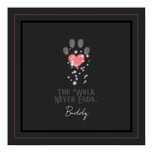 Svart Starlight Rosa Heart Paw Skriv ut Hund Memor