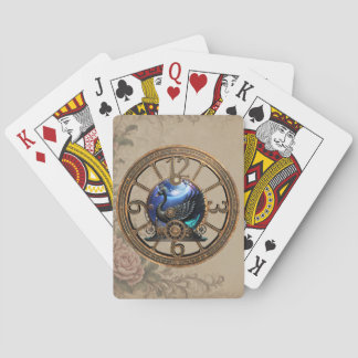 Svart steampunk svan med klockor och växlar. casinokort